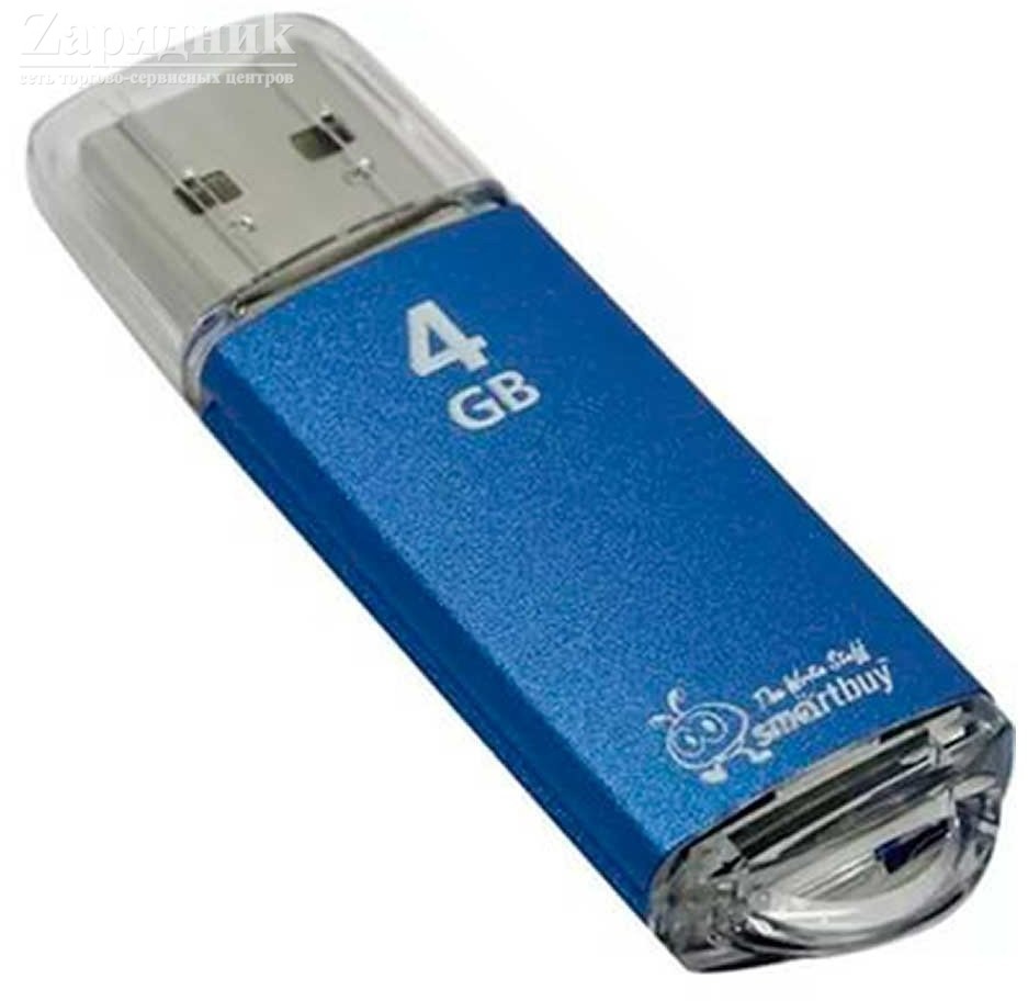 USB флеш накопитель 4 Gb SmartBuy V-Cut Blue SB4GBVC-B - Zарядниk - Всё для  сотовых телефонов,